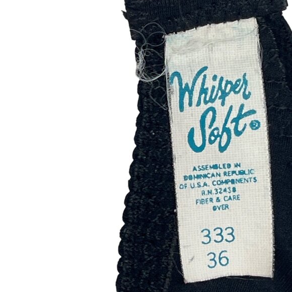 Whisper Soft Black Lace Nylon & Lycra Wireless Bra Size 36 Adjustable Straps 17b - Picture 4 of 6